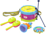 Children's  5 Piece Set Puzzle Baby Musical Instrument Double-sided Drum Patting Drum