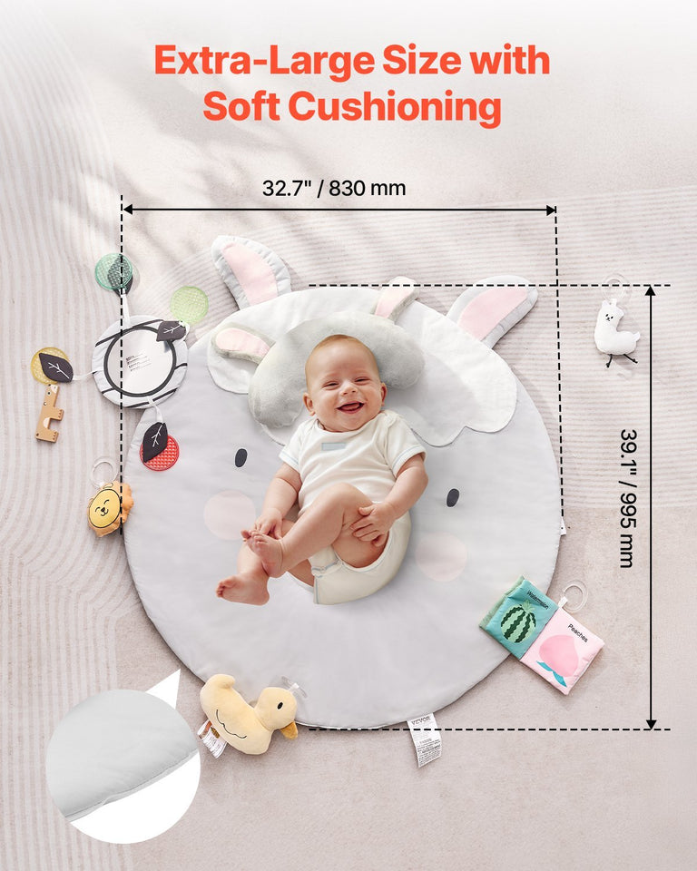 Baby Play Gym Mat Tummy Time Activity Mat With 5 Sensory Toys