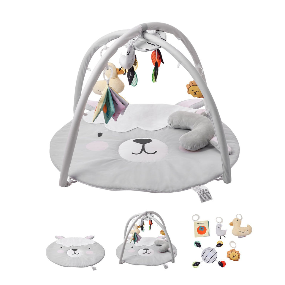 Baby Play Gym Mat Tummy Time Activity Mat With 5 Sensory Toys